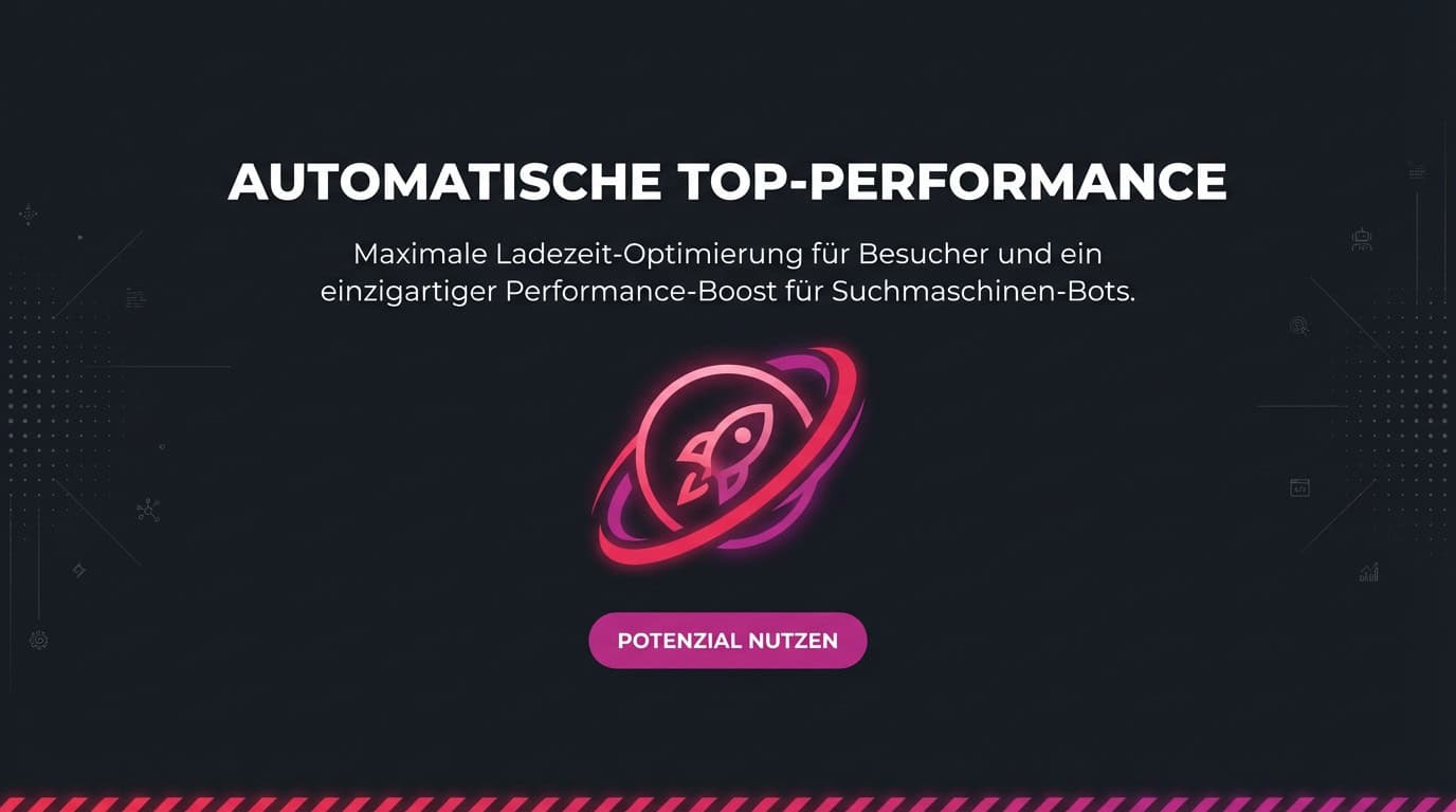 Banner des LU-Cache Plugins mit Raketen-Icon und Text über automatische Top-Performance für Bots.