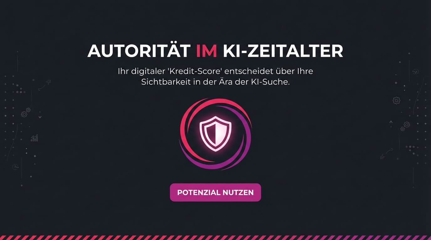 Grafik zu Autorität im KI-Zeitalter mit einem Schild-Icon als Symbol für die Domain Authority.