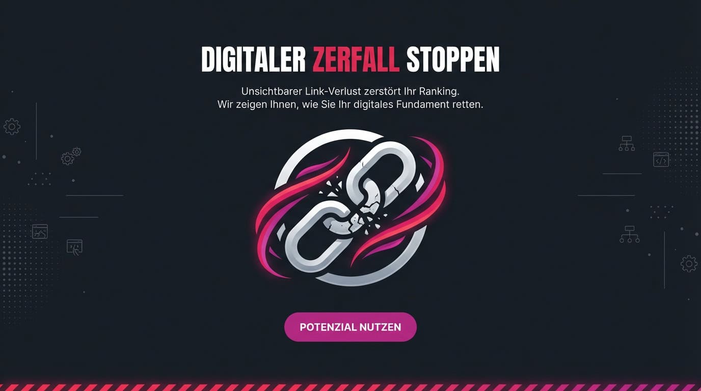 Grafik zum digitalen Zerfall: Eine zerbrechende Kette symbolisiert den schädlichen Link-Verlust.