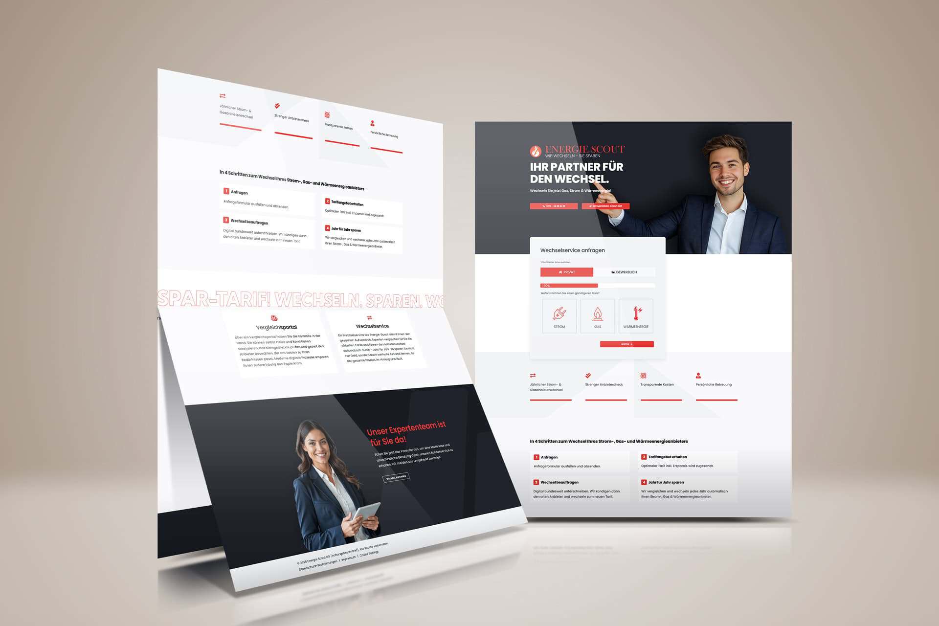 Der neue One Pager für Energie-Scout vereint klares Design mit hoher Conversion. Die perfekte digitale Visitenkarte für optimale Leadgenerierung im Energiesektor.