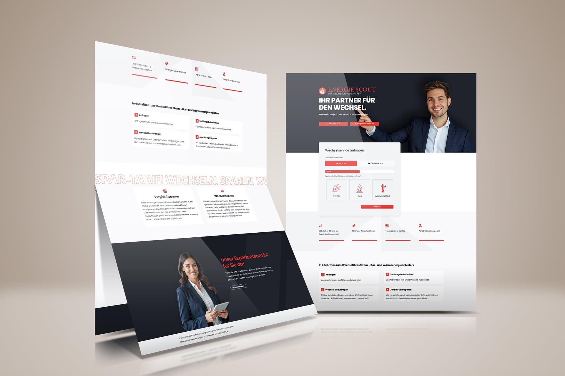 Der neue One Pager für Energie-Scout vereint klares Design mit hoher Conversion. Die perfekte digitale Visitenkarte für optimale Leadgenerierung im Energiesektor.