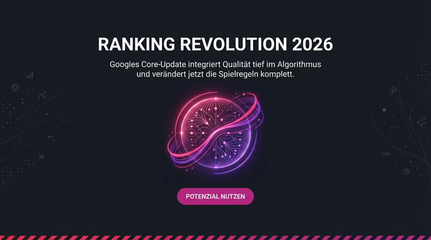 Banner mit Text "Ranking Revolution 2026" und leuchtender Grafik eines neuronalen Netzwerks.