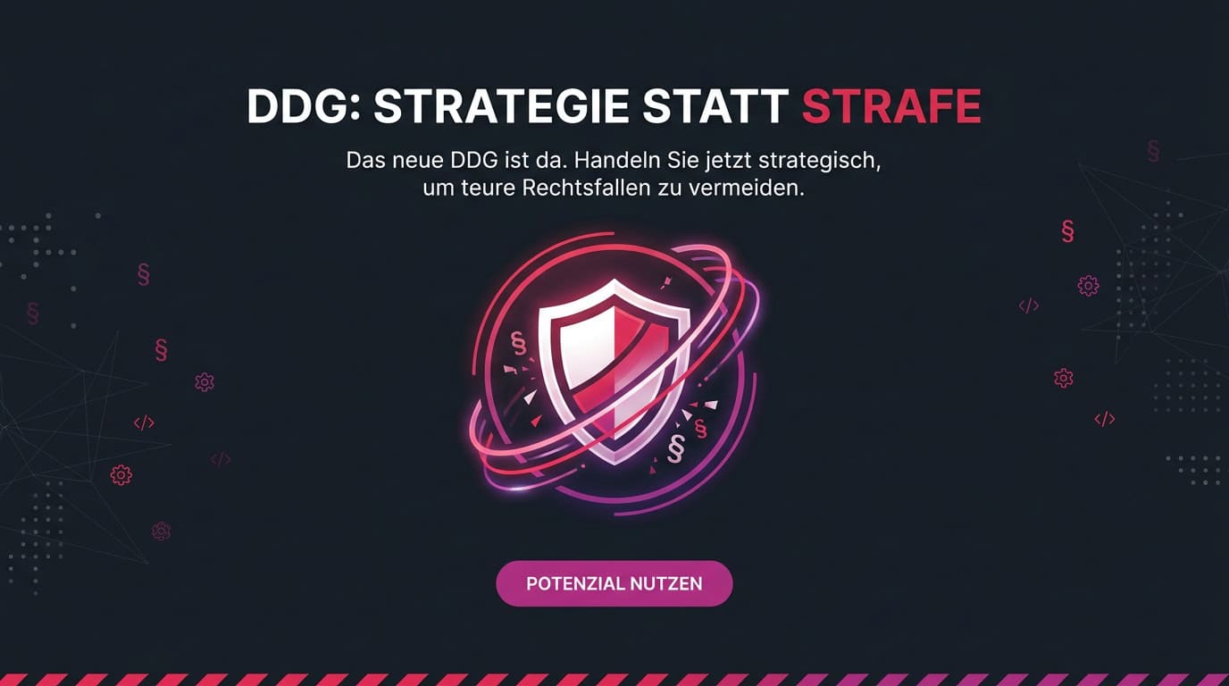 Grafik zum DDG: Text 'Strategie statt Strafe' und ein leuchtendes Schutzschild als Symbol.