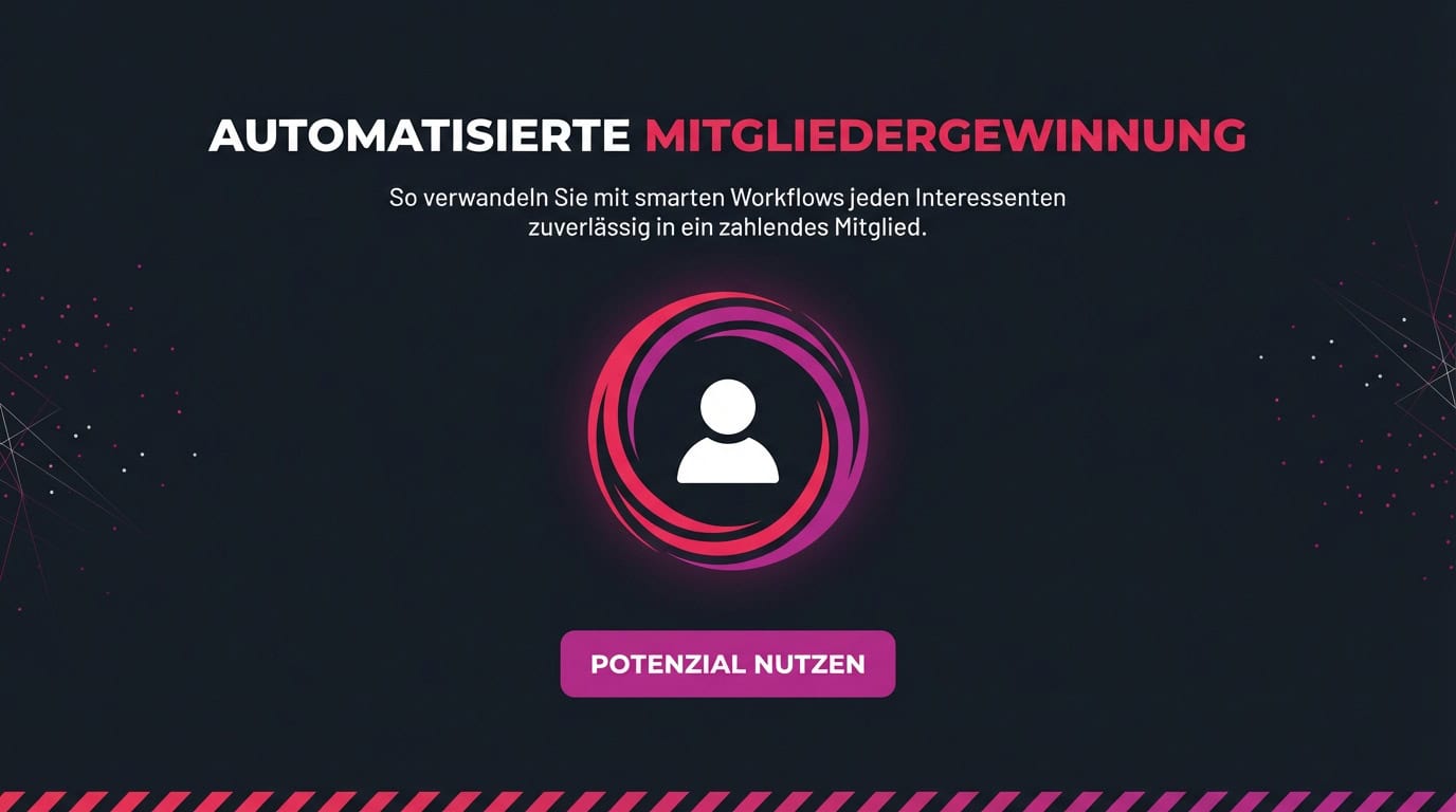 Grafik zur automatisierten Mitgliedergewinnung mit Personen-Icon, das einen neuen Kunden symbolisiert.