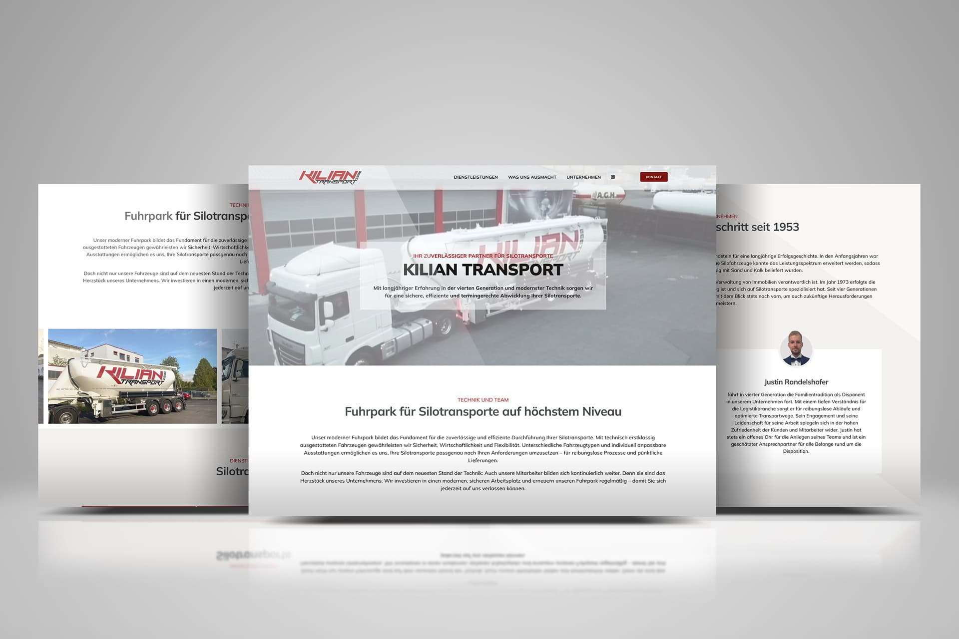 Kilian Transport brauchte einen modernen Auftritt für Silotransporte. Ein One Pager als digitale Visitenkarte B2B löste dieses Problem effizient.