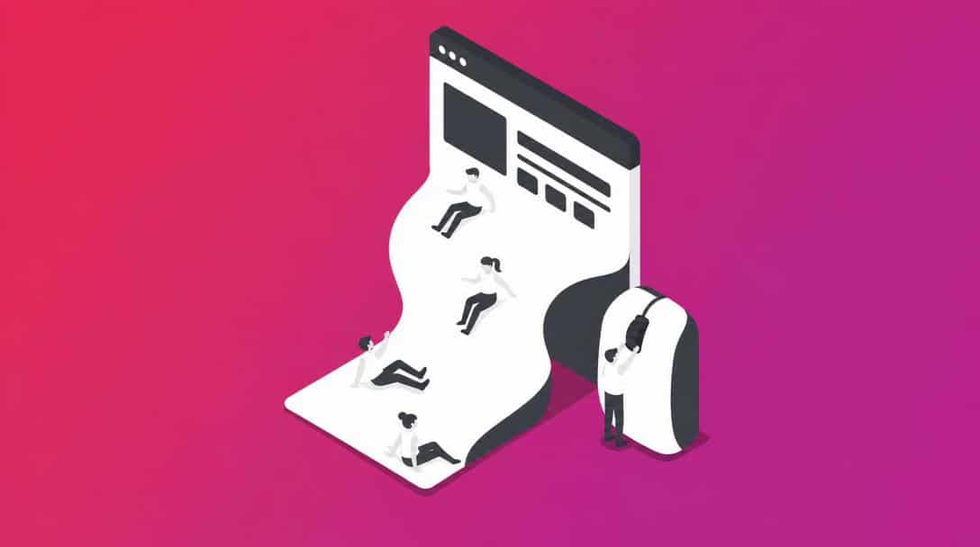 LU Smooth Scroll Plugin für flüssiges Webseiten-Scrolling Illustration eines Computers mit flüssig scrollenden Inhalten und kleinen Figuren, daneben eine Computermaus, die das Scrollen symbolisiert.