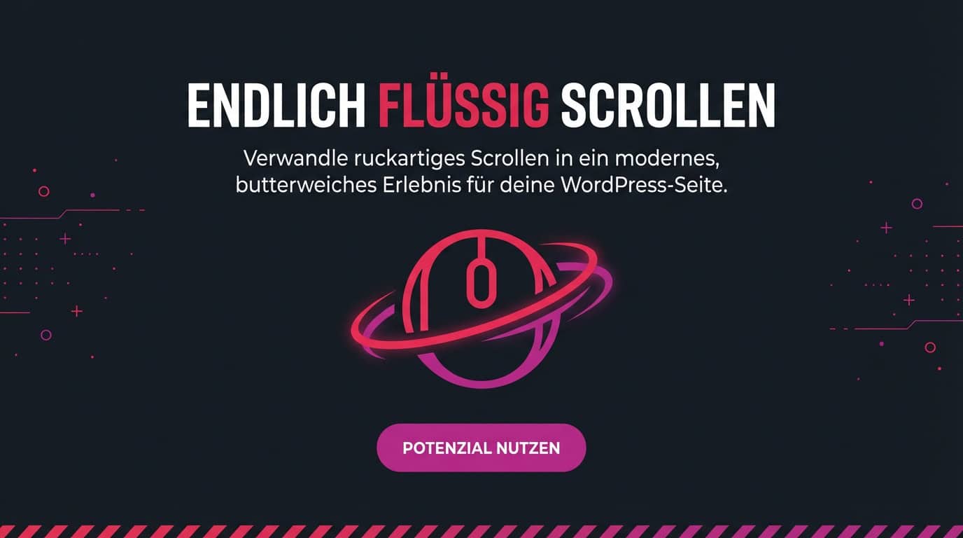 Werbebanner: 'Endlich flüssig scrollen' mit einer stilisierten Maus in fließender Bewegung.