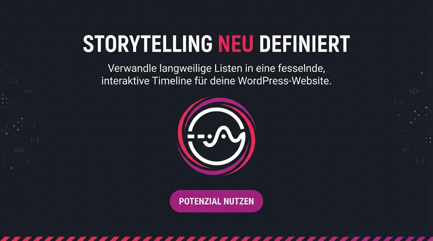 Werbebanner für das LU Timeline Plugin mit dem Text: Storytelling neu definiert.