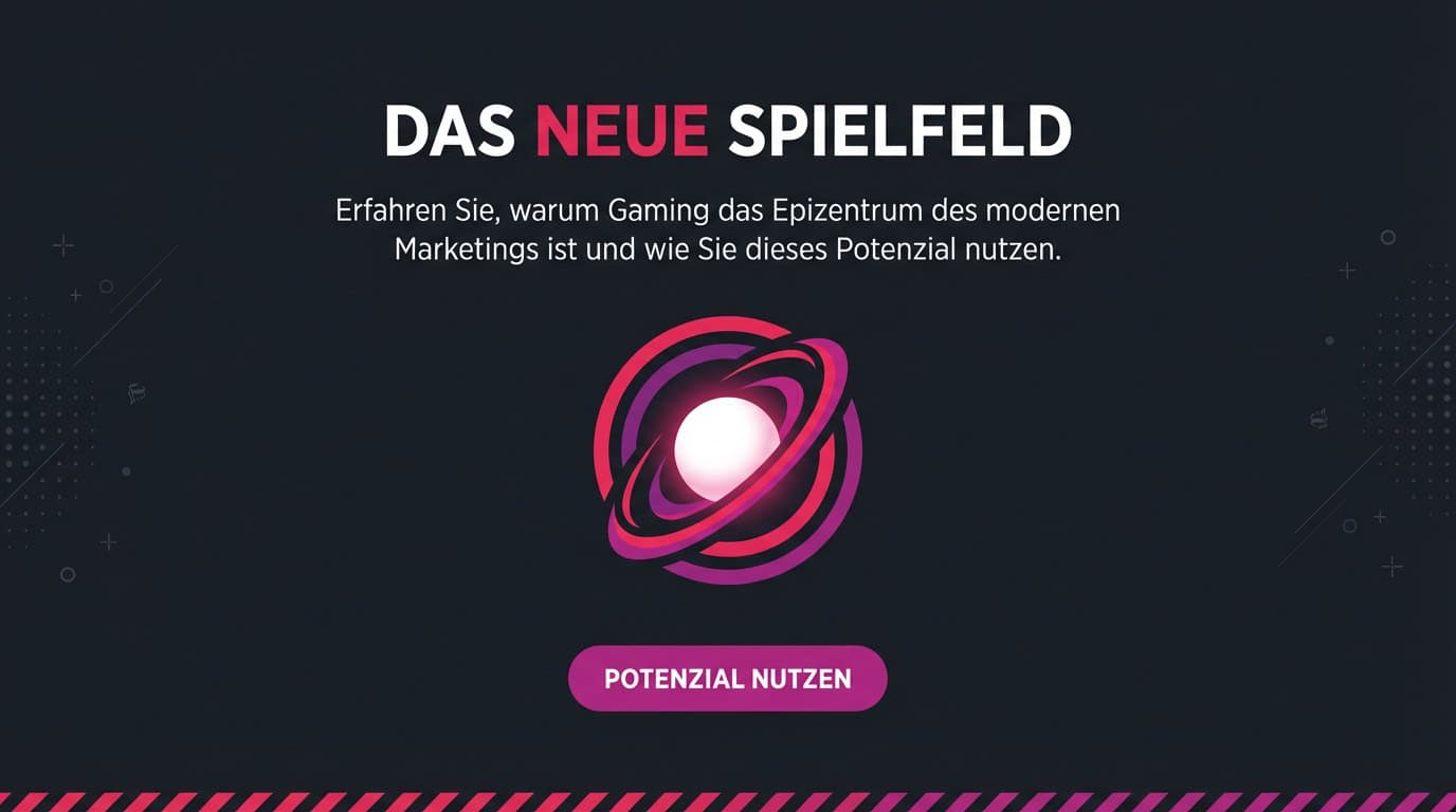 Banner mit der Überschrift 'Das neue Spielfeld' und einem futuristischen Icon eines leuchtenden Planeten.