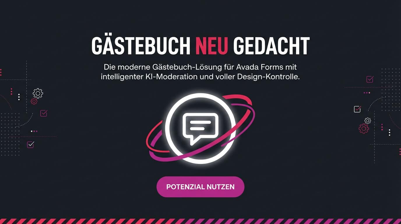 Werbebanner für das LU-Guestbook Plugin. Text: Gästebuch neu gedacht. Icon einer Sprechblase.