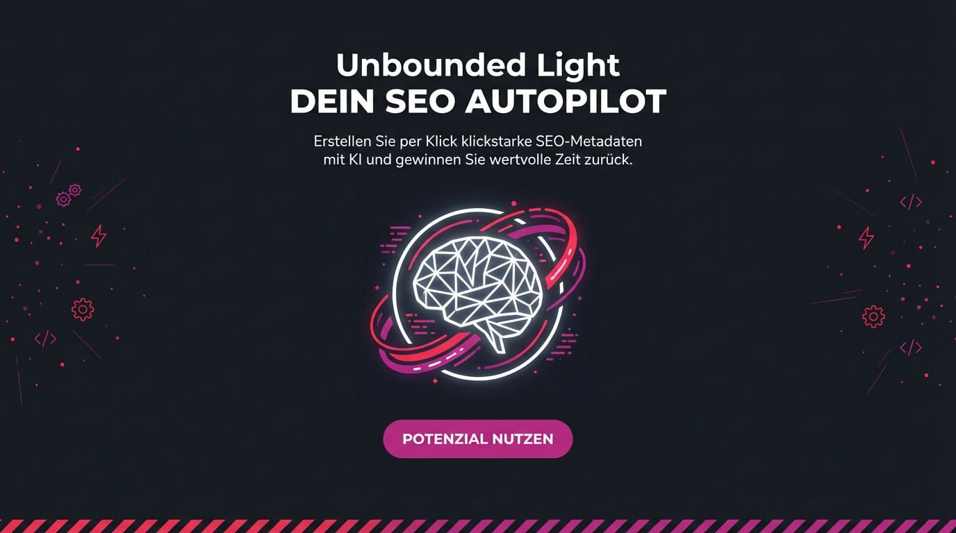 Grafik mit Text "Dein SEO Autopilot" und einem stilisierten Gehirn als Symbol für KI-Automatisierung.