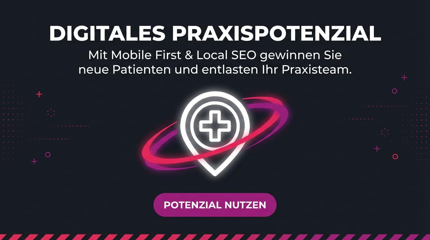 Symbolbild für Local SEO für Ärzte: Ein leuchtender Standort-Pin mit einem medizinischen Kreuz.