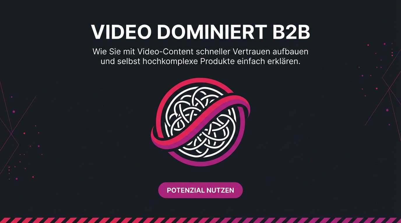 Headergrafik mit dem Text: Video dominiert B2B. Wie Sie mit Video-Content Vertrauen aufbauen.