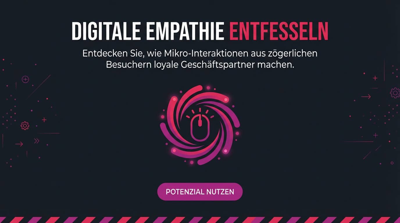 Banner zu Mikro-Interaktionen mit Text 'Digitale Empathie entfesseln' und stilisiertem Maus-Icon.
