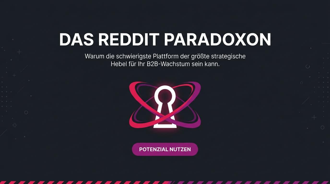 Grafik zum Reddit Paradoxon: Ein Schlüsselloch-Icon symbolisiert den strategischen Hebel für B2B.
