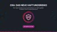 Titelgrafik 'CRA: Das neue Haftungsrisiko' mit einem Schild-Icon für Softwaresicherheit.