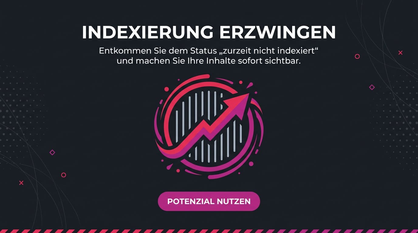 Grafik zur proaktiven SEO-Indexierung mit einem aufsteigenden Pfeil für schnelle Sichtbarkeit.
